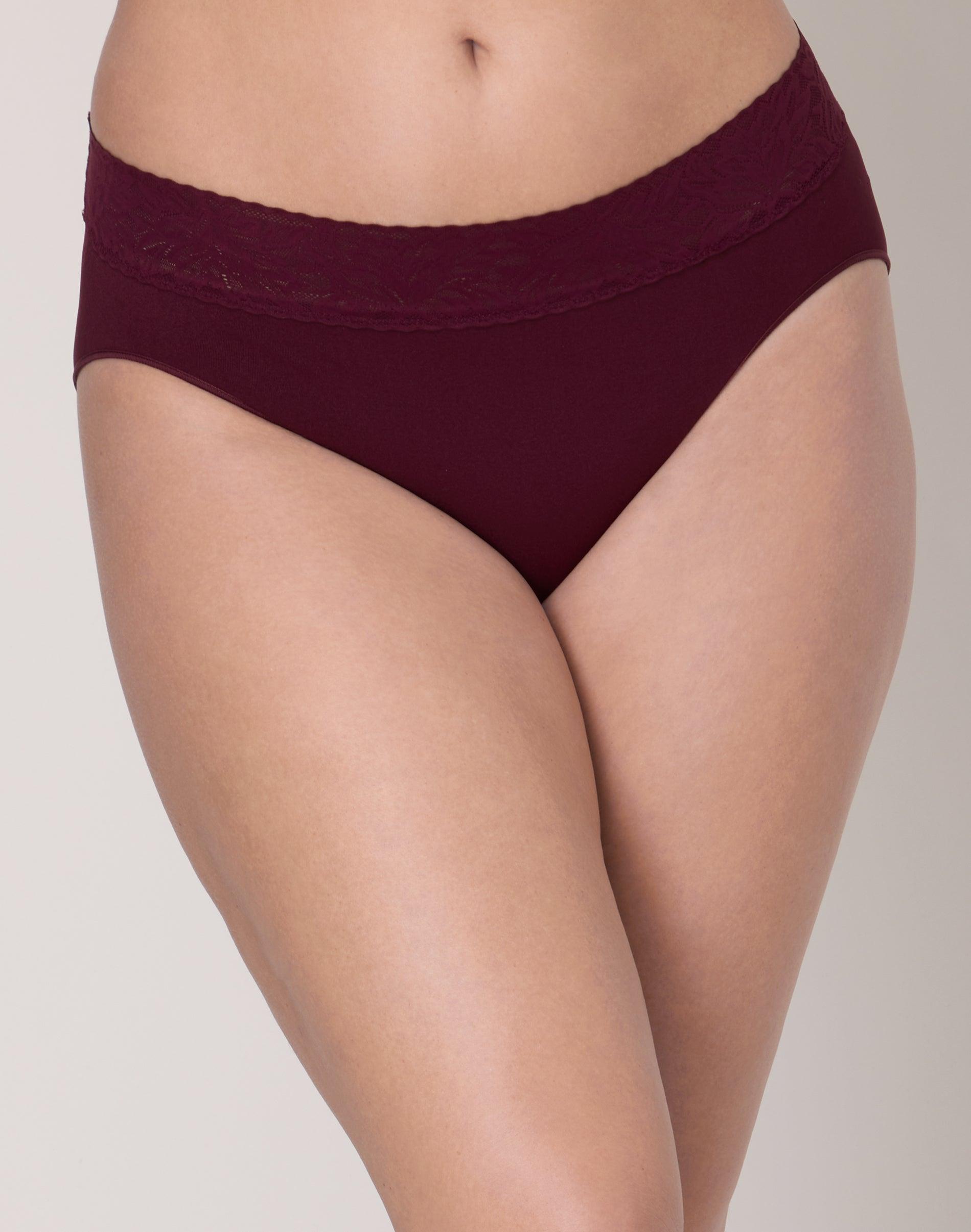 bali modern seamless lace trim hi-cut underwear midnight rouge 7 women's