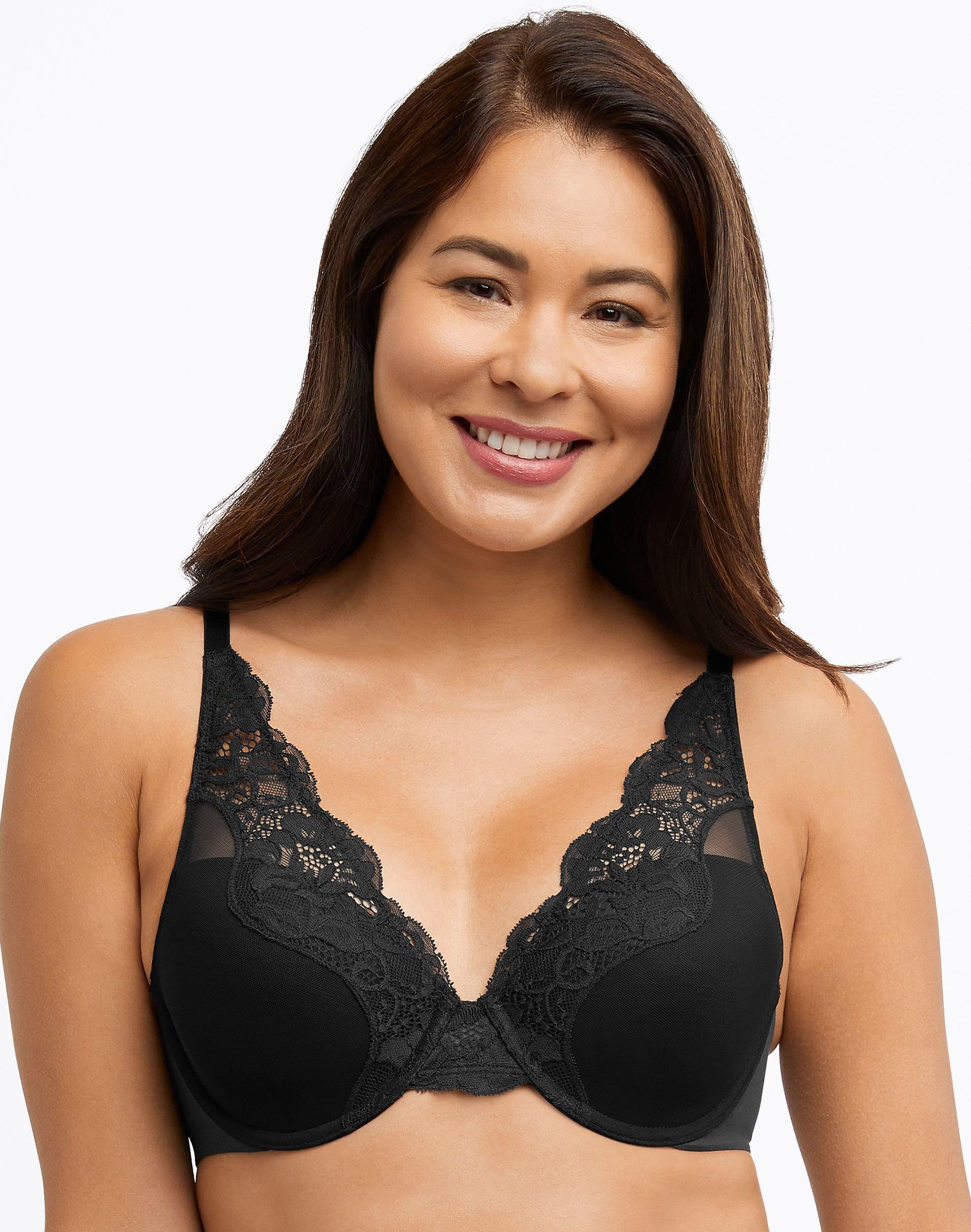 bali one smooth u comfort stretch lace underwire bra black 36b