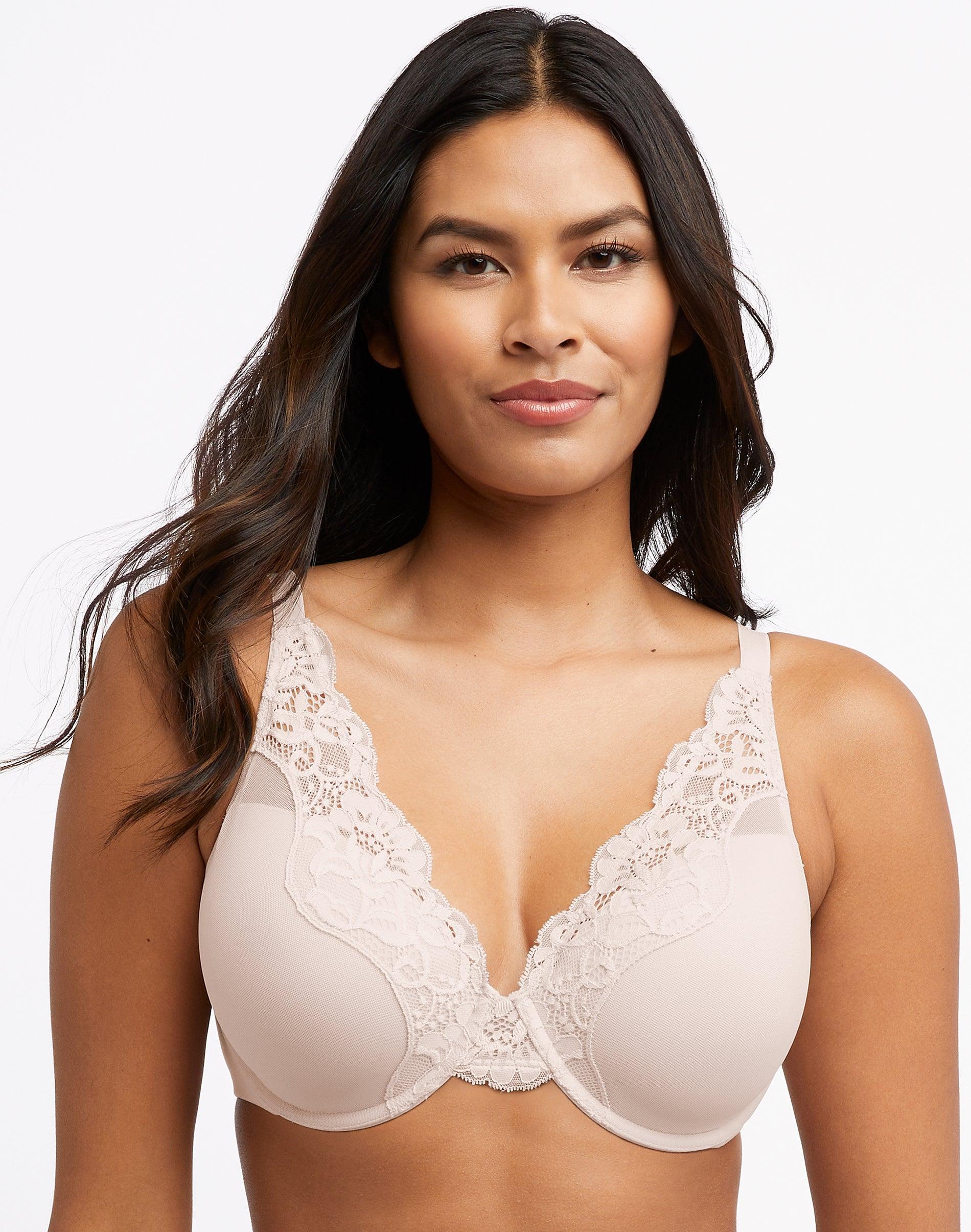bali one smooth u comfort stretch lace underwire bra sandshell 36b