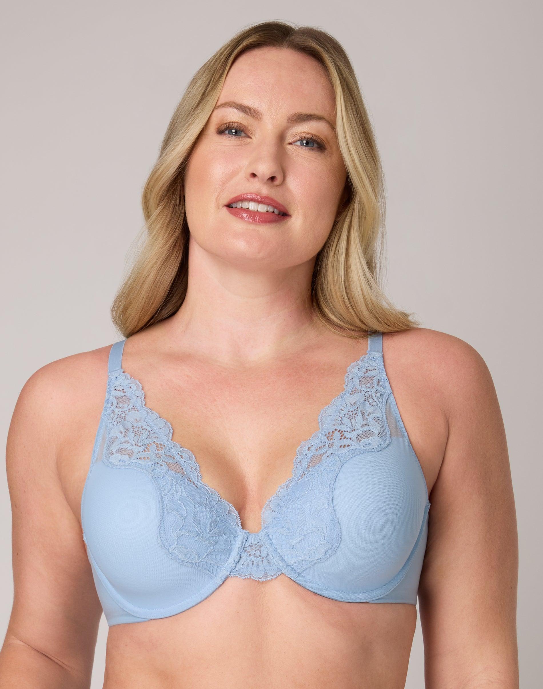 bali one smooth u comfort stretch lace underwire bra upstate blue 36c