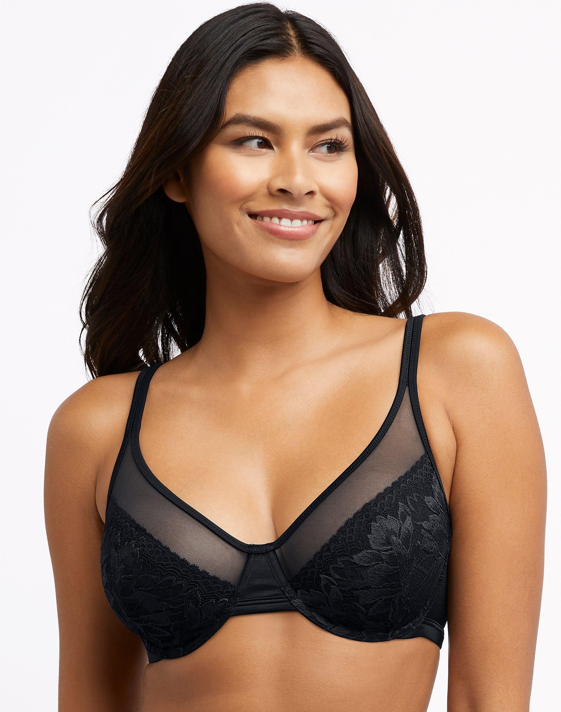 bali one smooth u lightweight lace minimizer bra black 36ddd