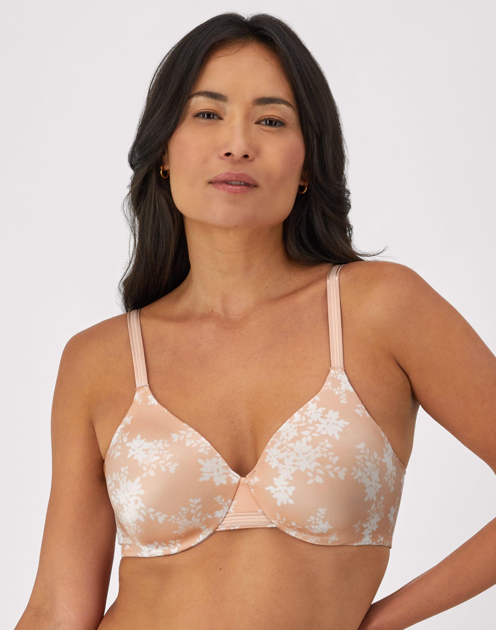 bali one smooth u smoothing & concealing underwire bra sandshell/white leaf print 36b
