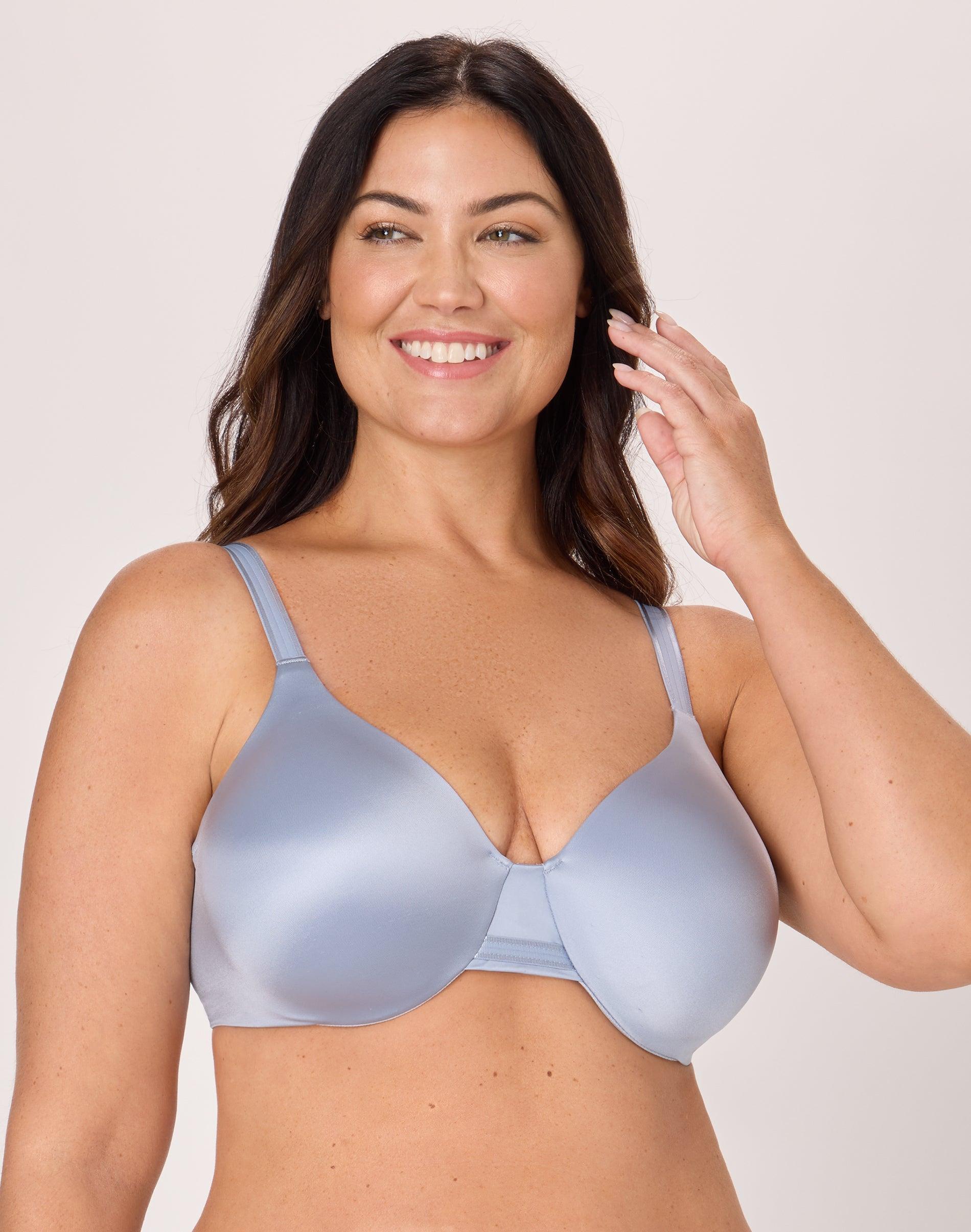 bali one smooth u smoothing & concealing underwire bra silver satin 34c