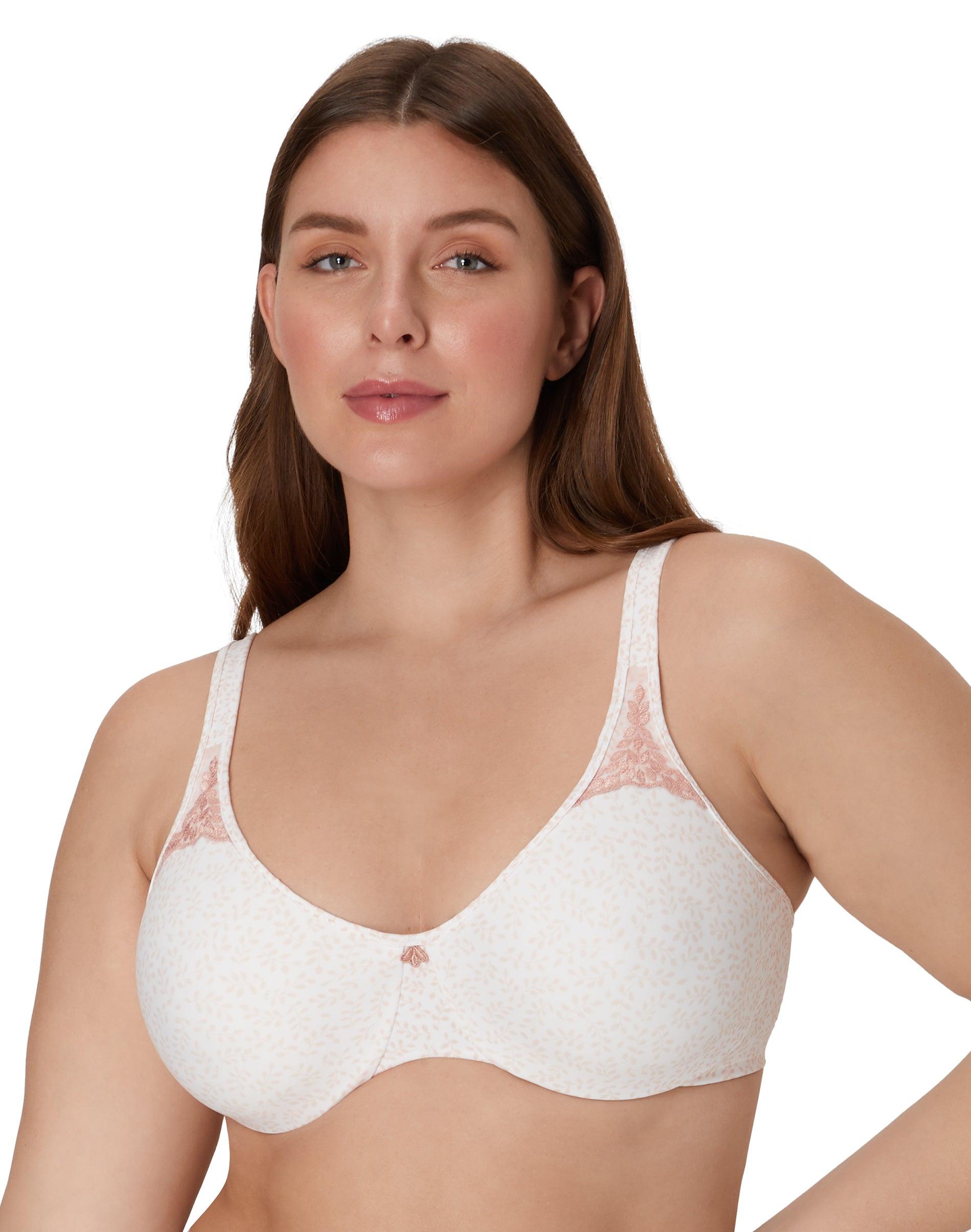 bali passion for comfort underwire minimizer bra pink leaf print 36ddd