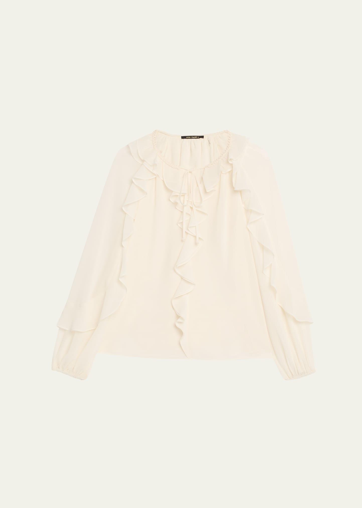 bali raglan-sleeve ruffle blouse