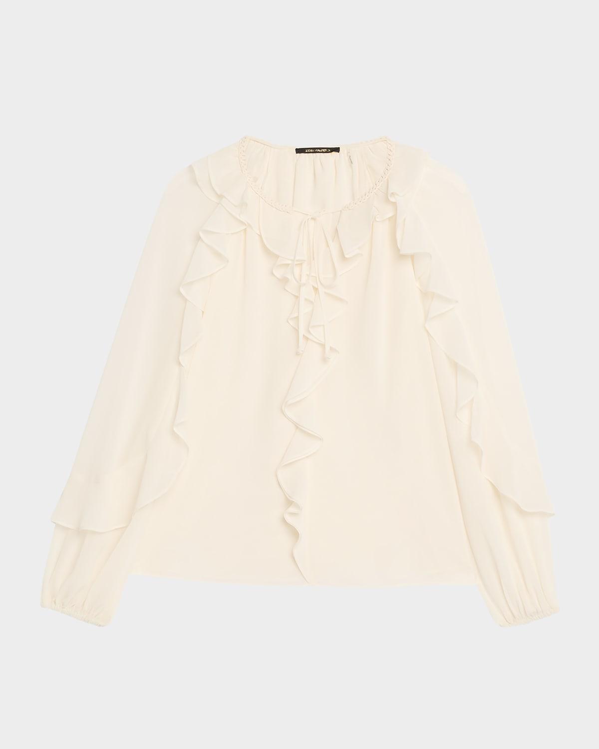 bali raglan-sleeve ruffle blouse