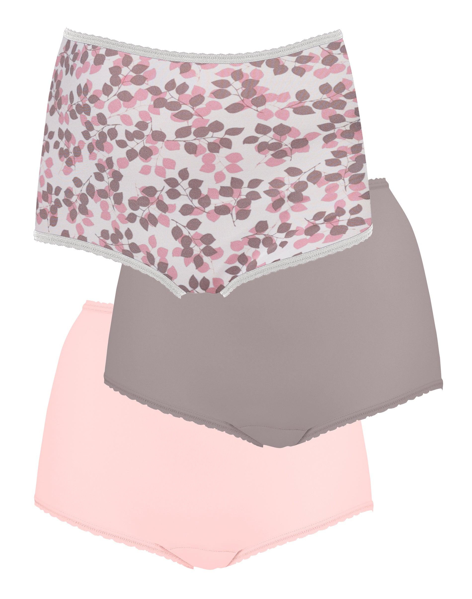 bali skimp skamp brief, 3-pack tender bud print/warm steel/tender pink 6 women's