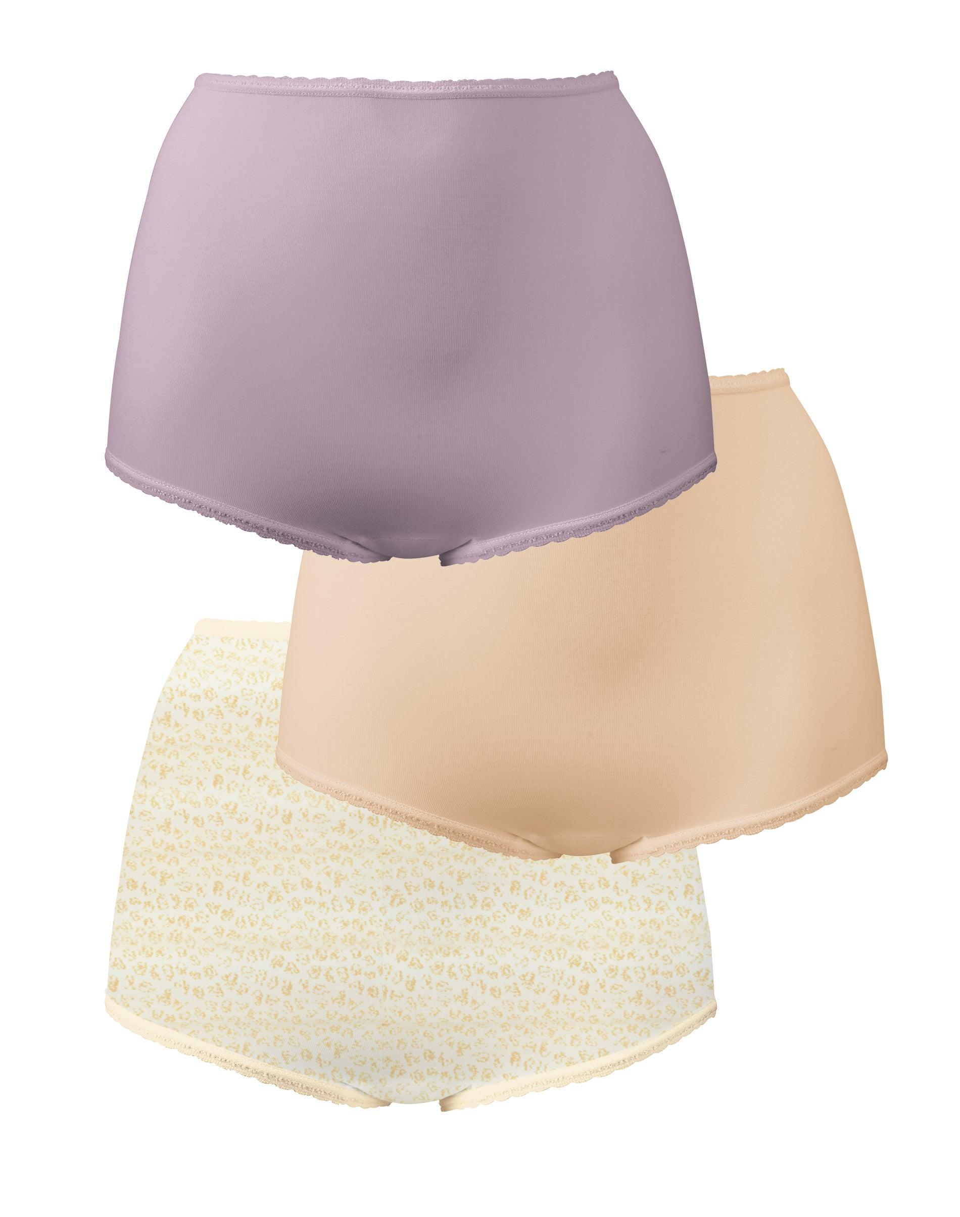 bali skimp skamp brief, 3-pack warm steel/soft taupe/scattered leopard print 6 women's