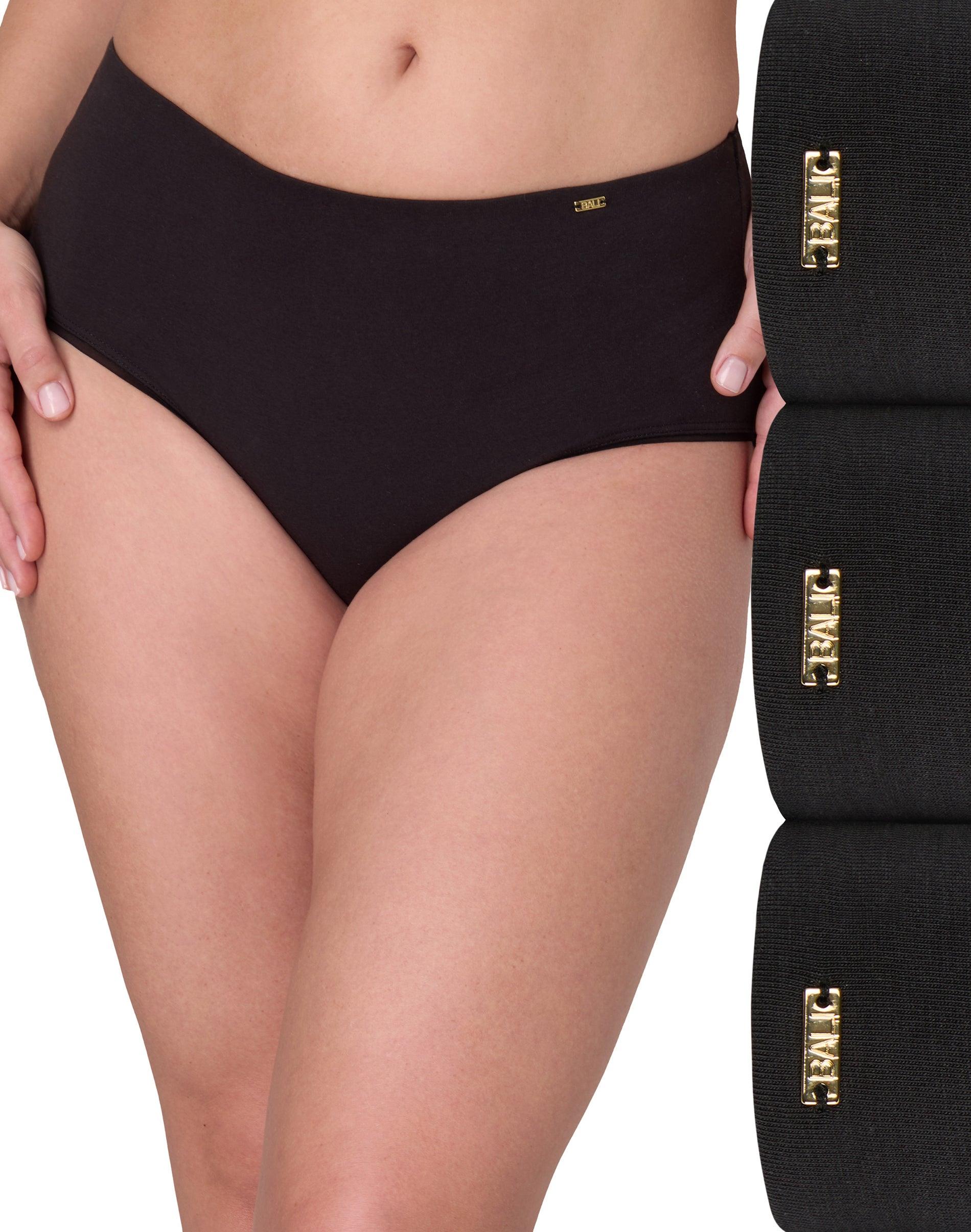 bali underwear briefs pack, 3-pack, light tummy support, cotton collection black 5 women's