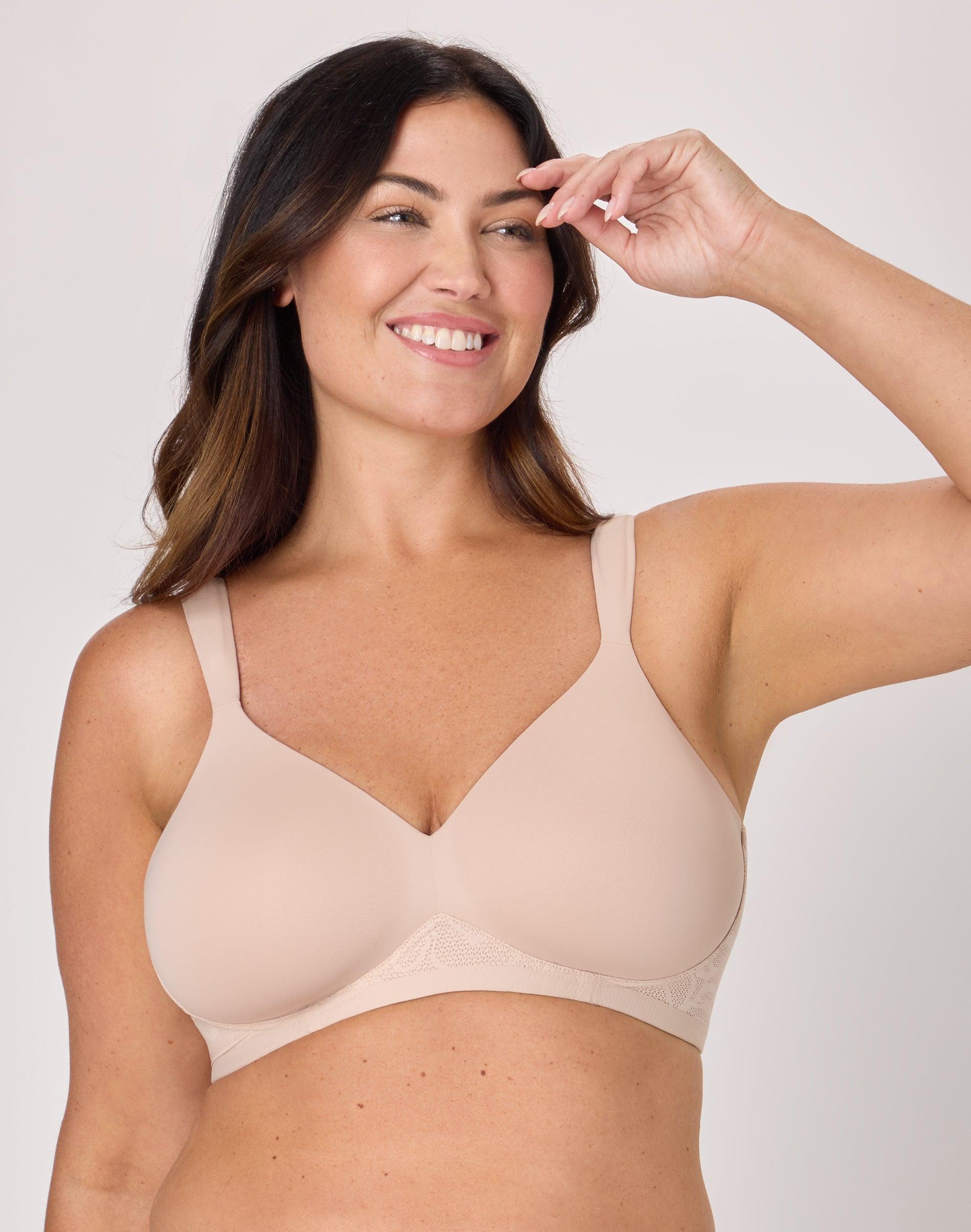 bali women's coolest smoothing wireless bra, foam cups almond 36ddd