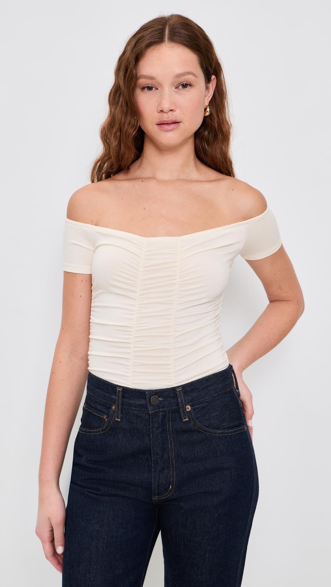 baliegh off shoulder ruched bodysuit