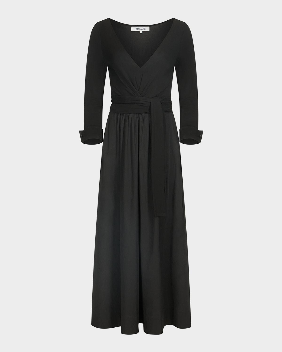 ballerina a-line wrap midi dress