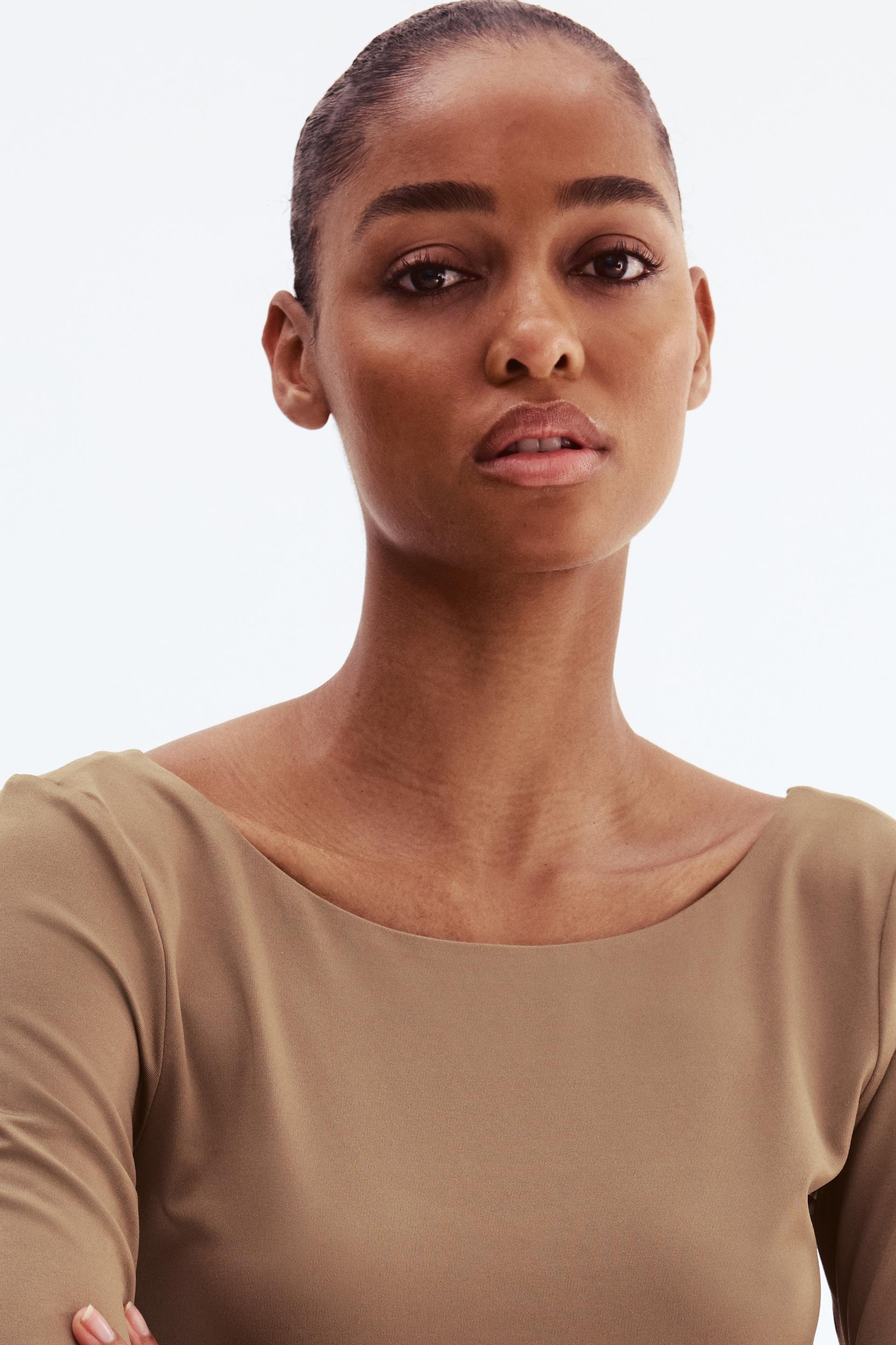 ballerina-neckline top