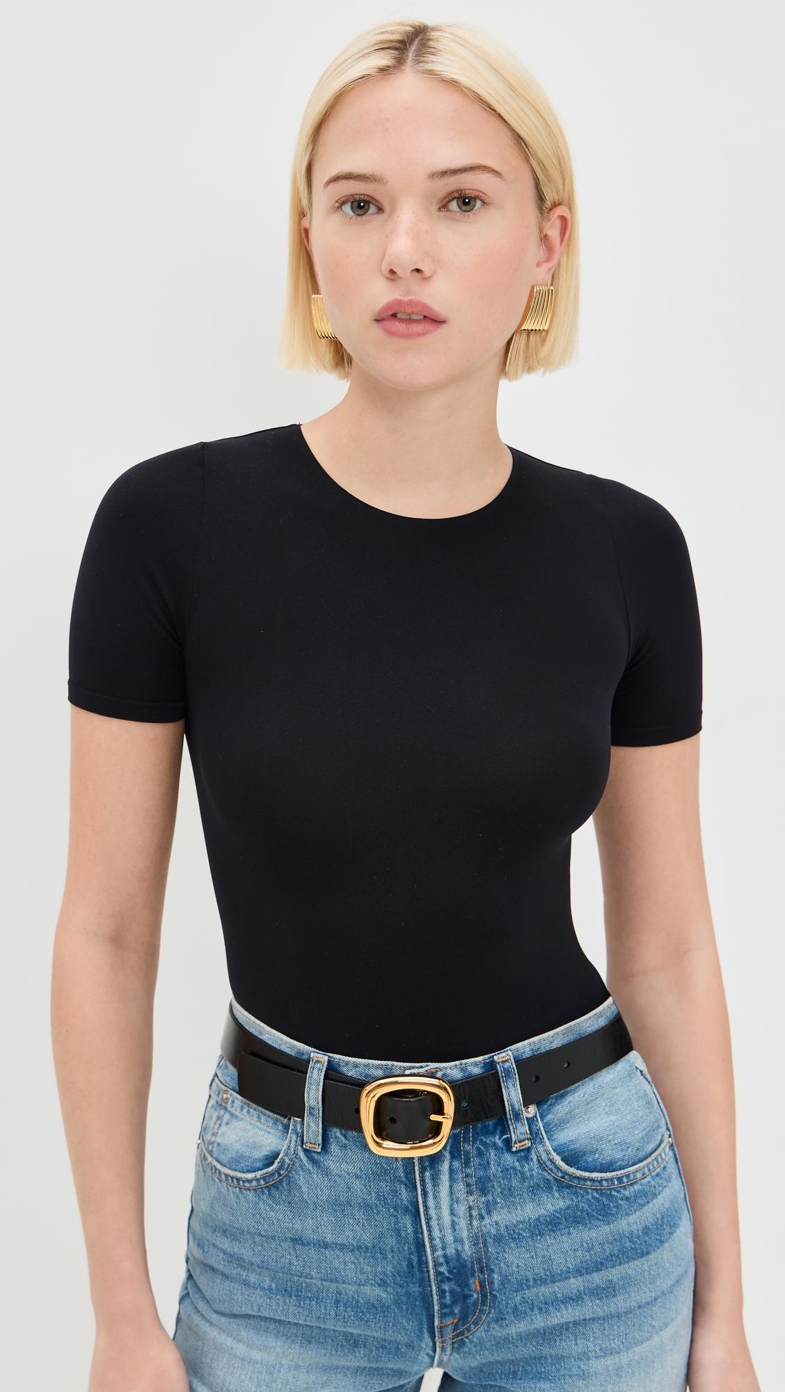 ballet short sleeve thong bodysuit