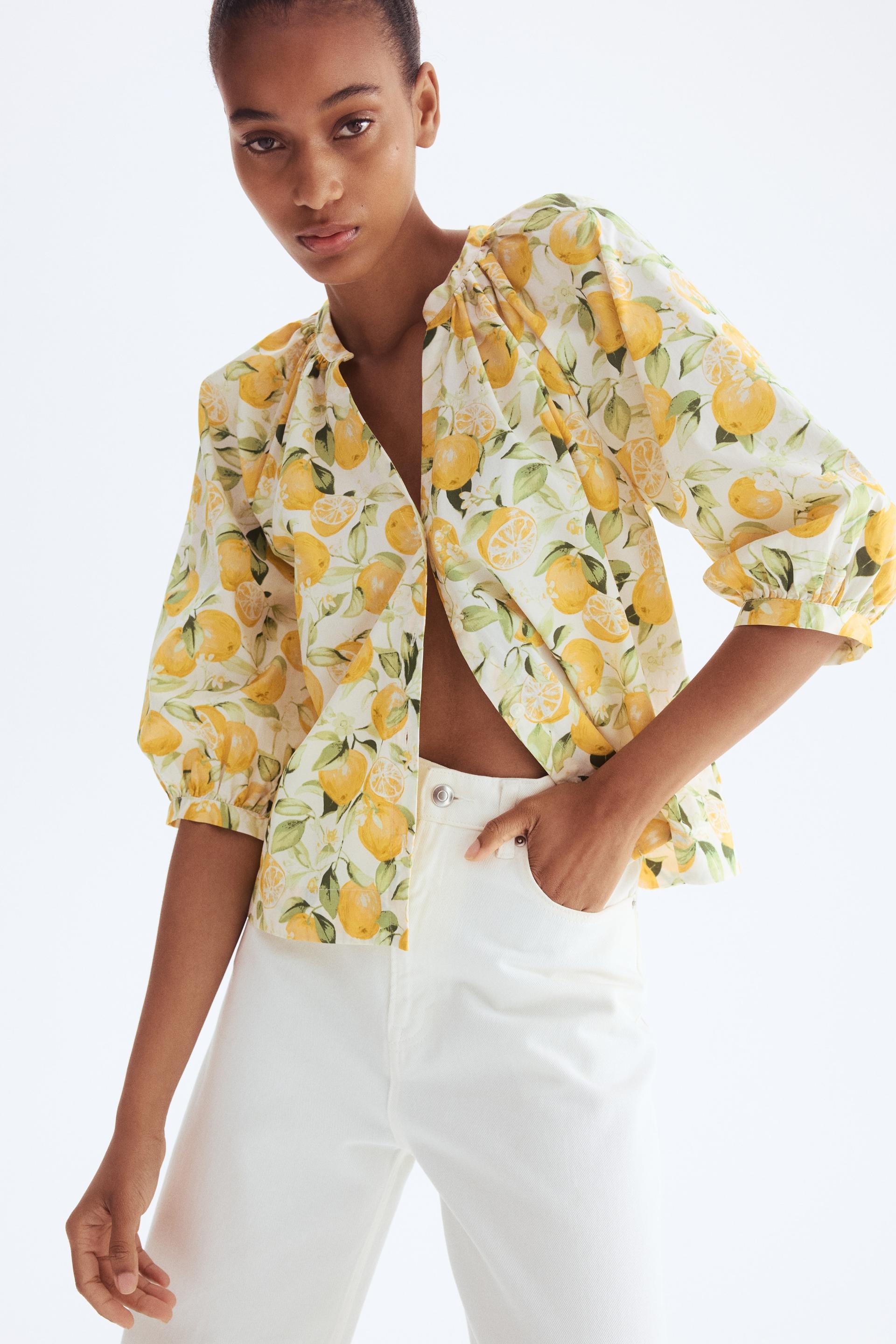 balloon-sleeved poplin blouse