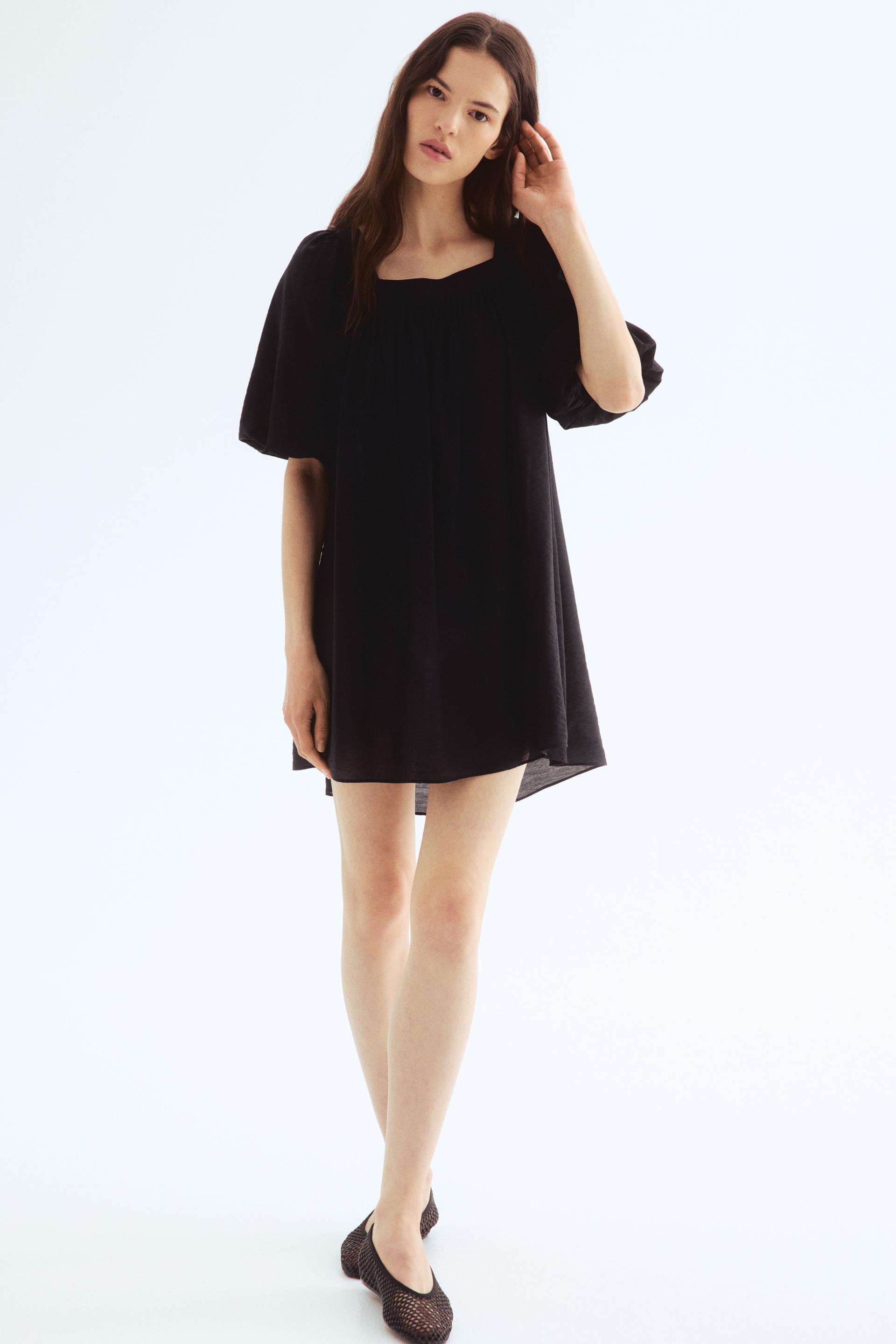 balloon-sleeved tunic dress
