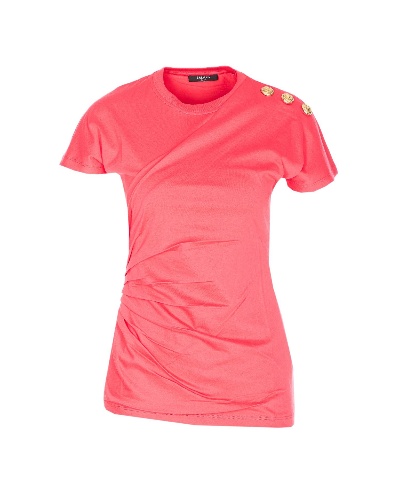 balmain 3 buttons draped t-shirt