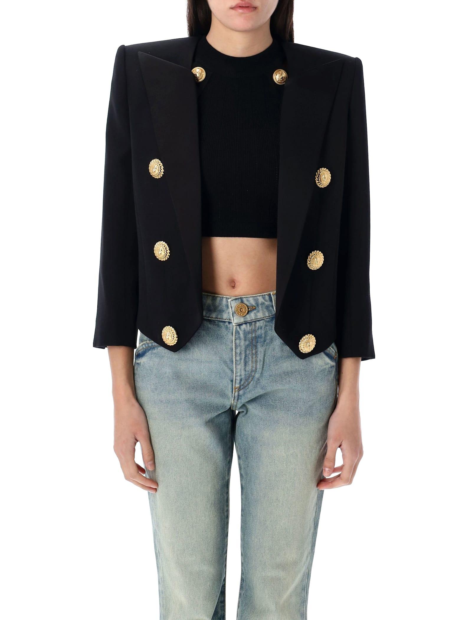 balmain 6 buttons cropped jacket