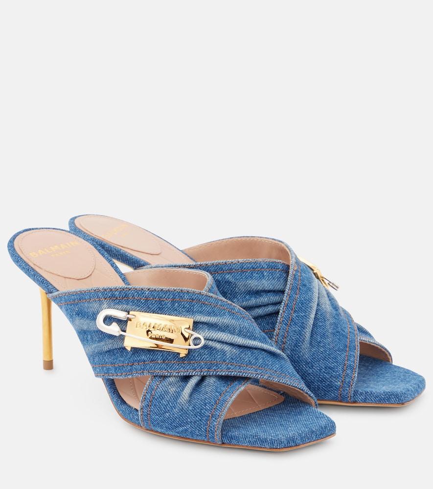 balmain 75 embellished denim mules