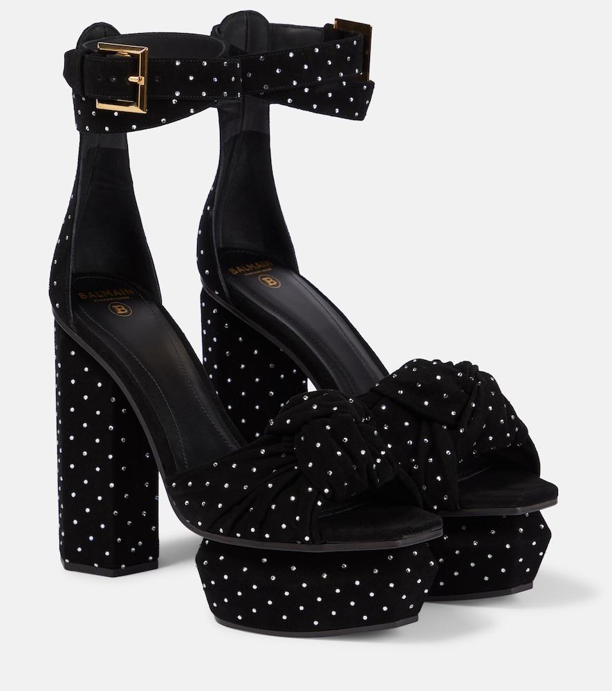 balmain ava embellished suede platform sandals