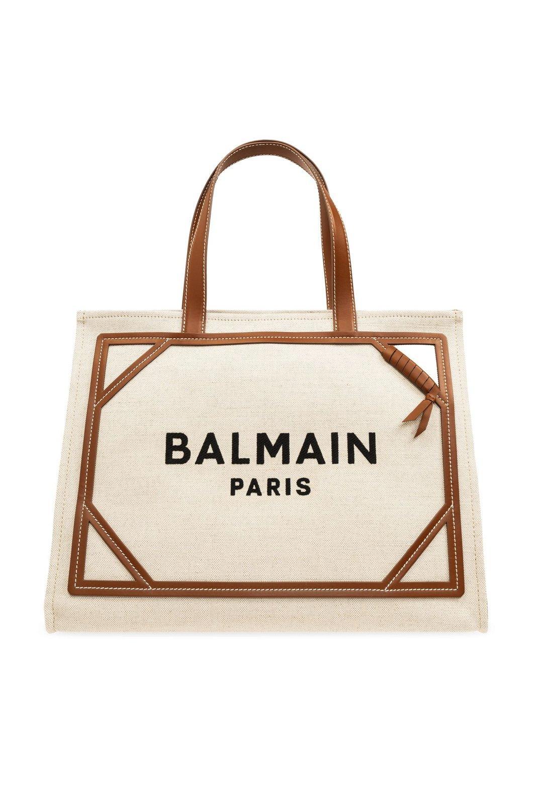 balmain b-army logo-embroidered top handle bag