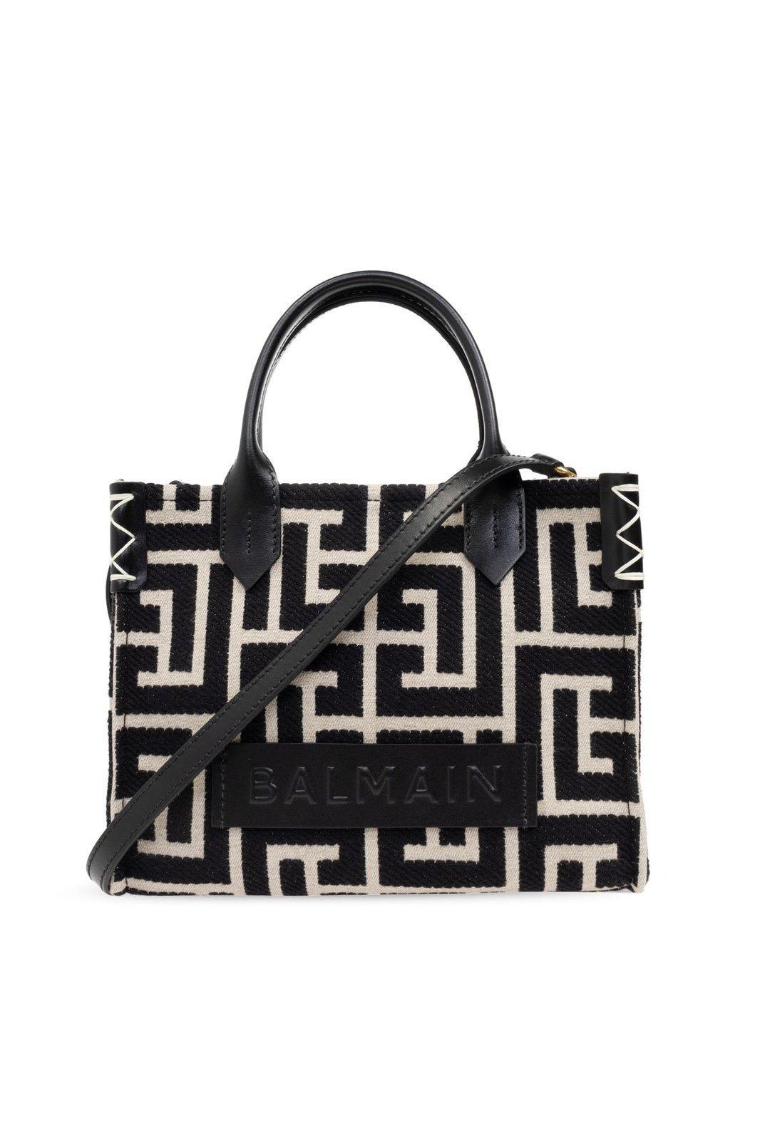 balmain b army monogram jacquard small tote bag