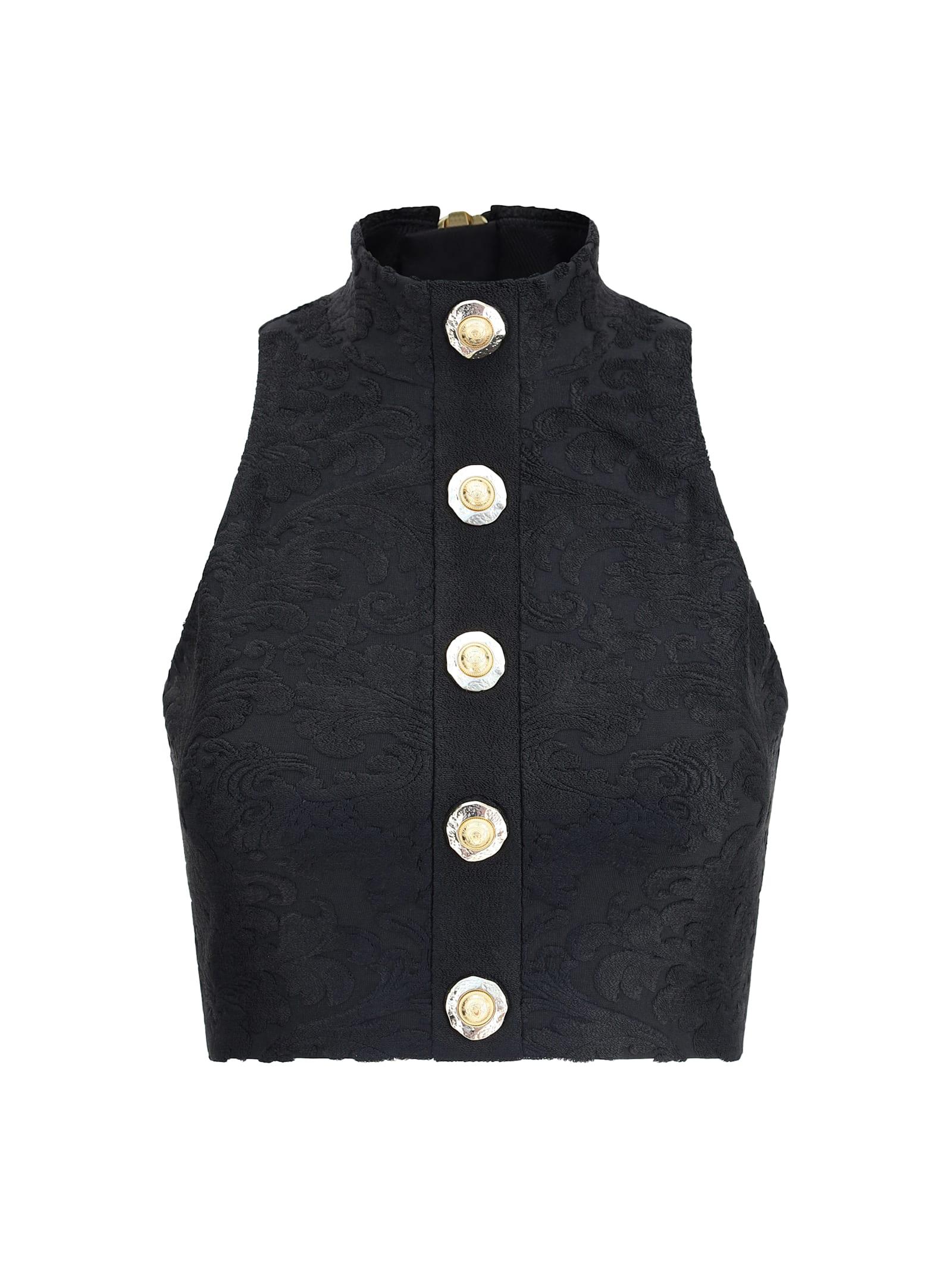 balmain baroque crop top