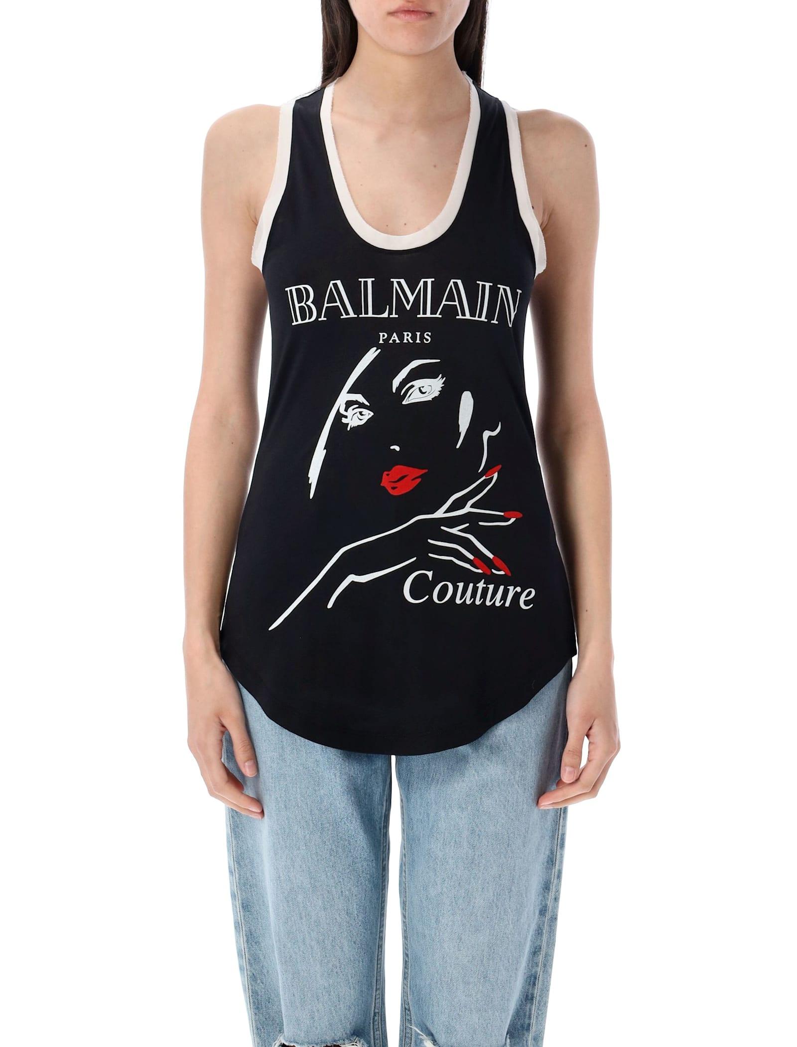balmain beauty print tank top