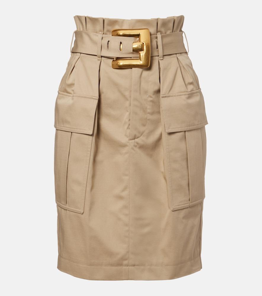 balmain belted cotton gabardine miniskirt