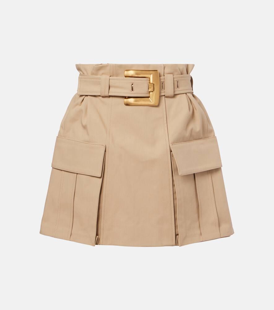 balmain belted cotton gabardine miniskirt