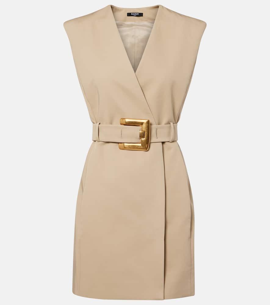 balmain belted cotton minidress