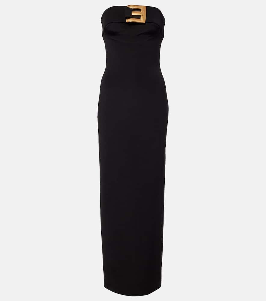 balmain belted jersey gown