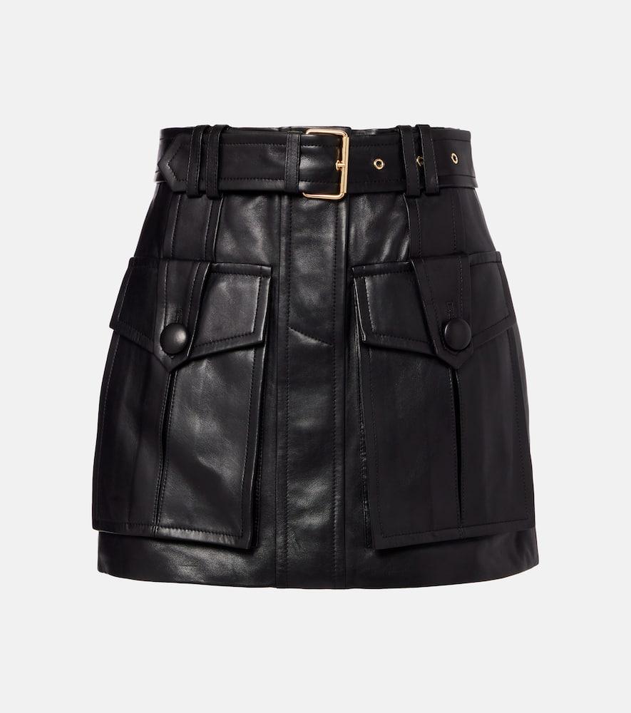 balmain belted leather miniskirt