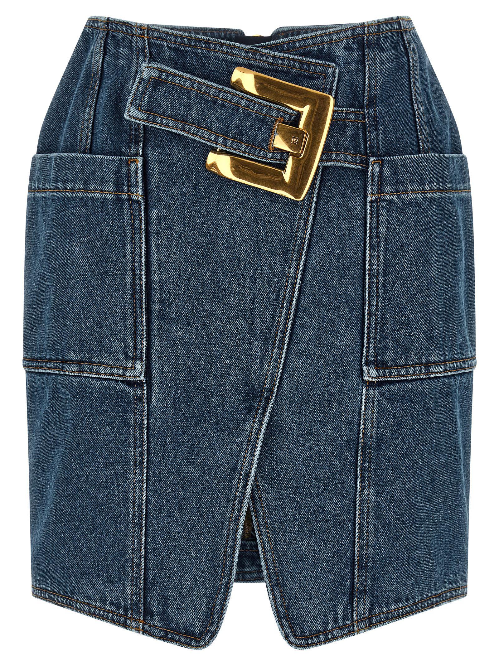 balmain belted skirt