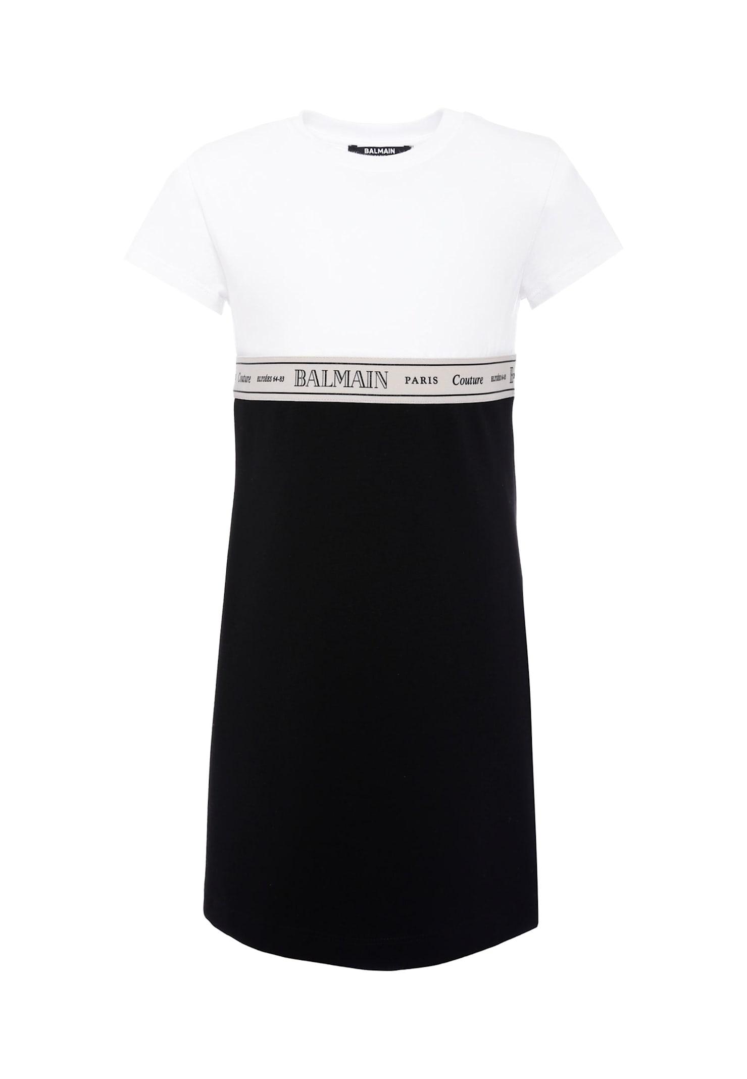 balmain black dress for girl with logo