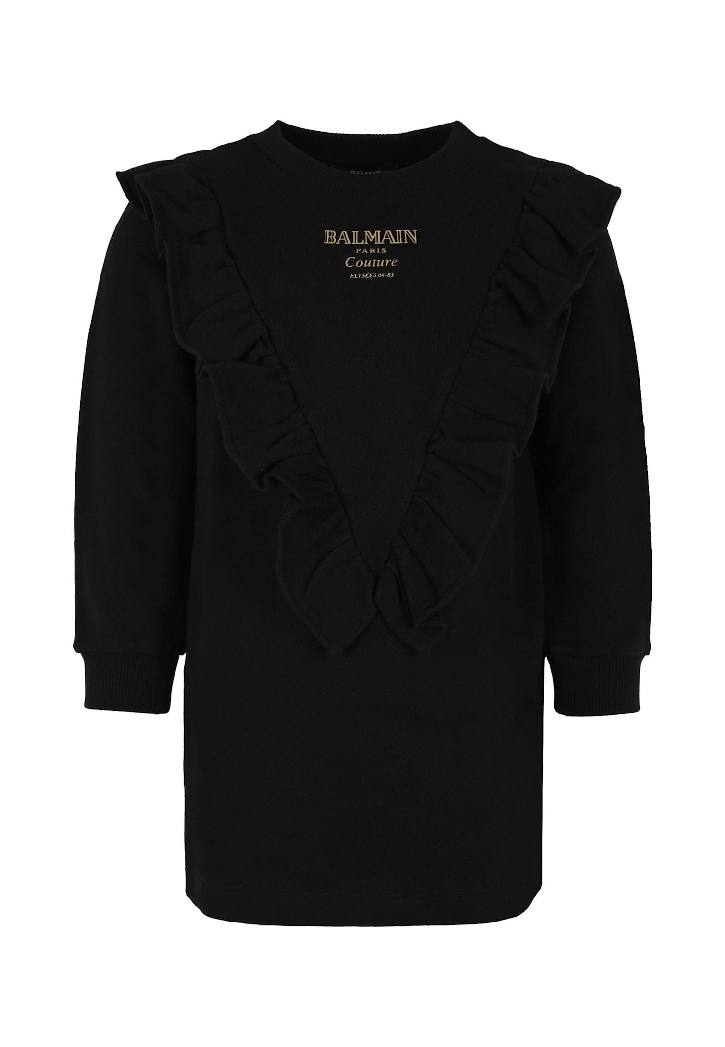 balmain black dress for girl with logo
