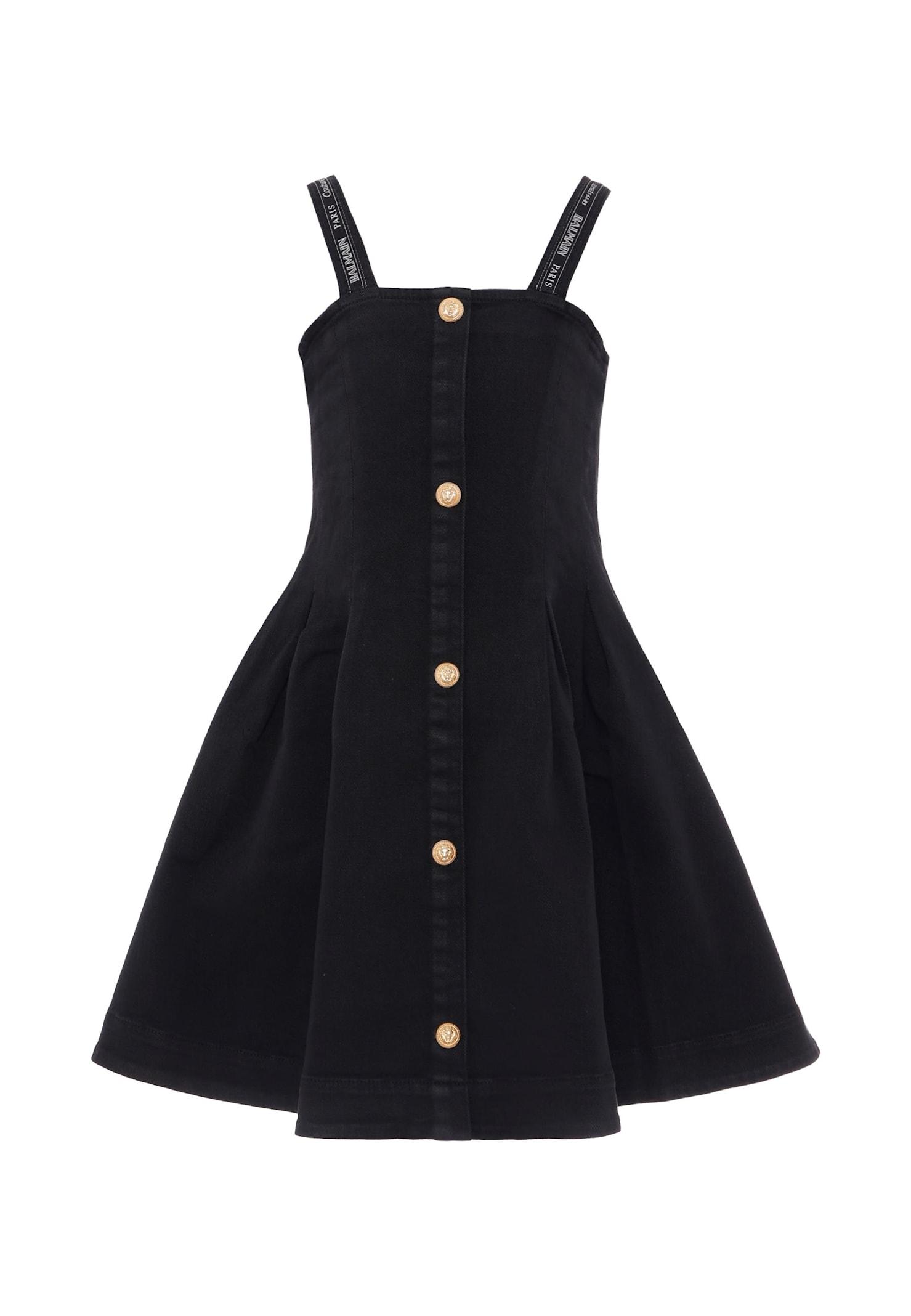 balmain black dress for girl with logo