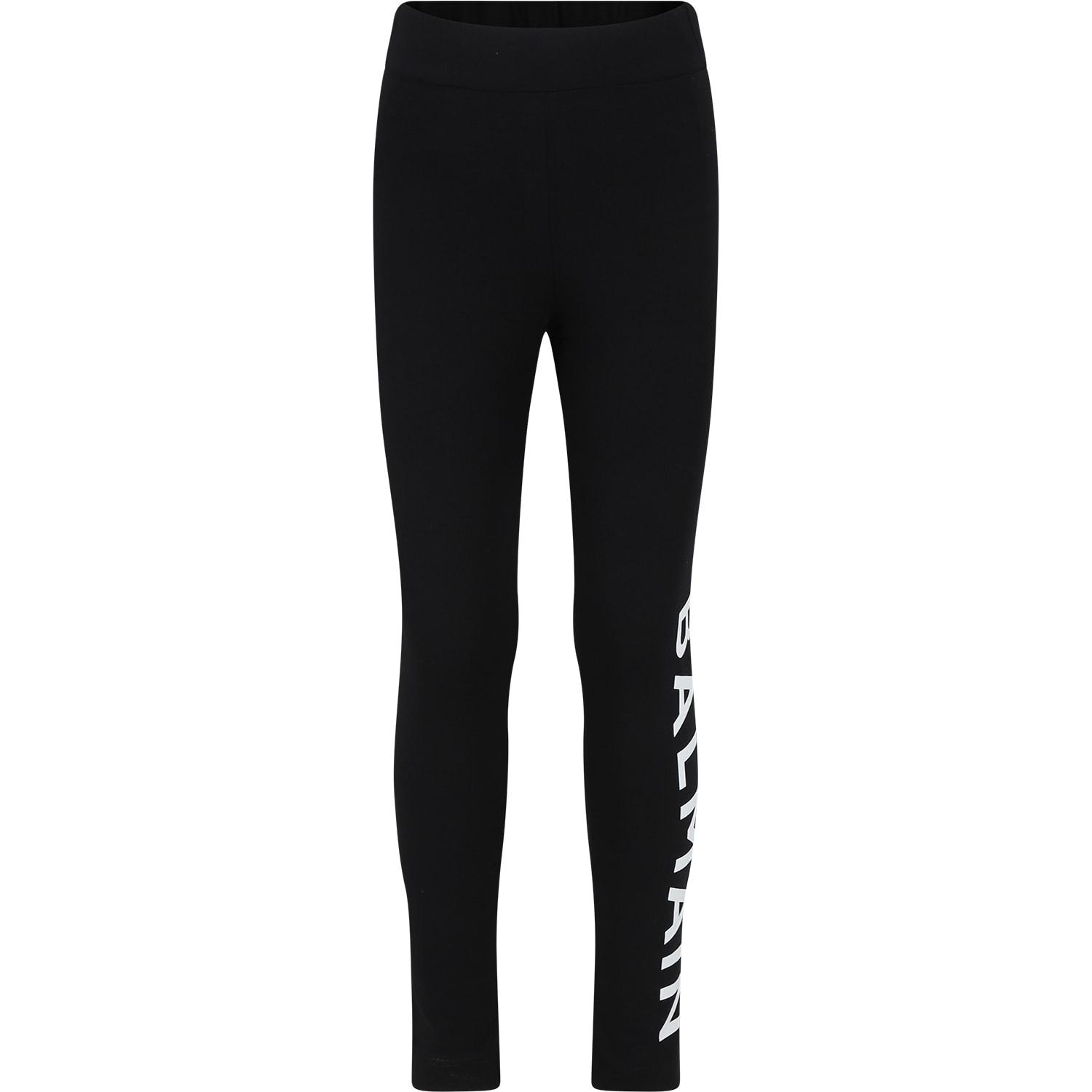 balmain black leggings for girl with logo