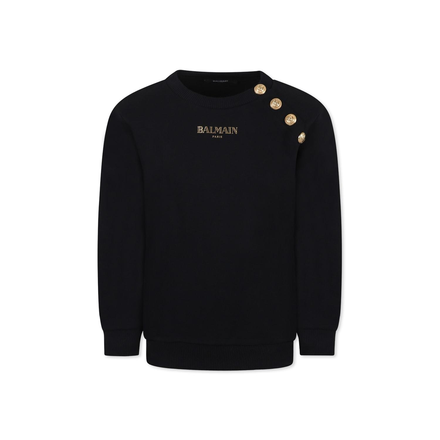 balmain black sweatshirt for girl with logo