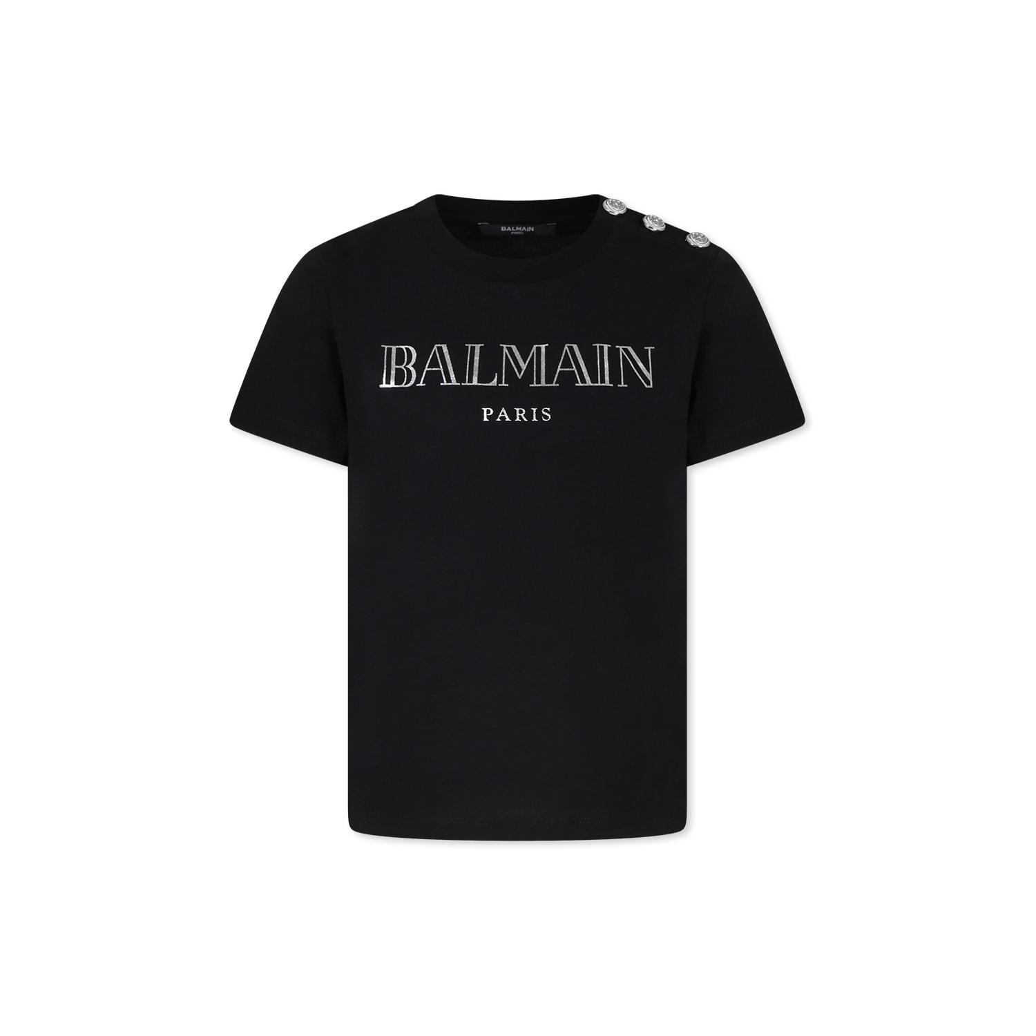 balmain black t-shirt for girl with logo