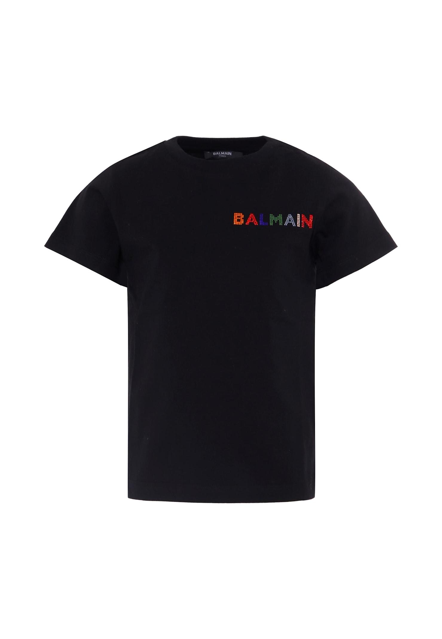 balmain black t-shirt for girl with logo