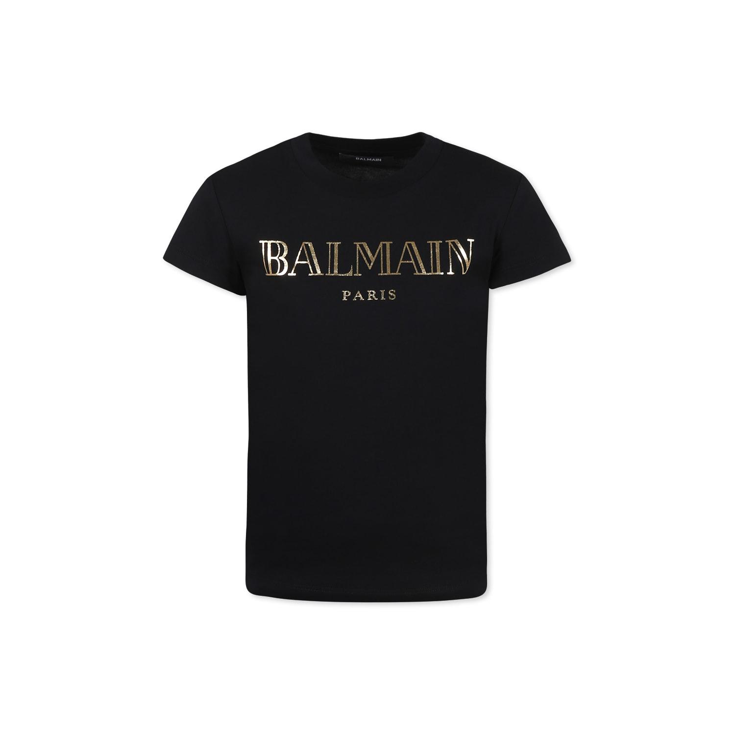 balmain black t-shirt for girl with logo