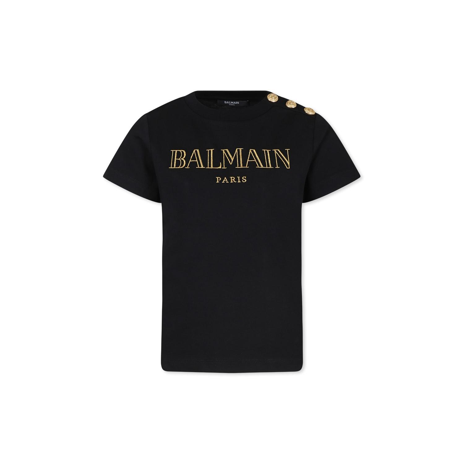 balmain black t-shirt for girl with logo