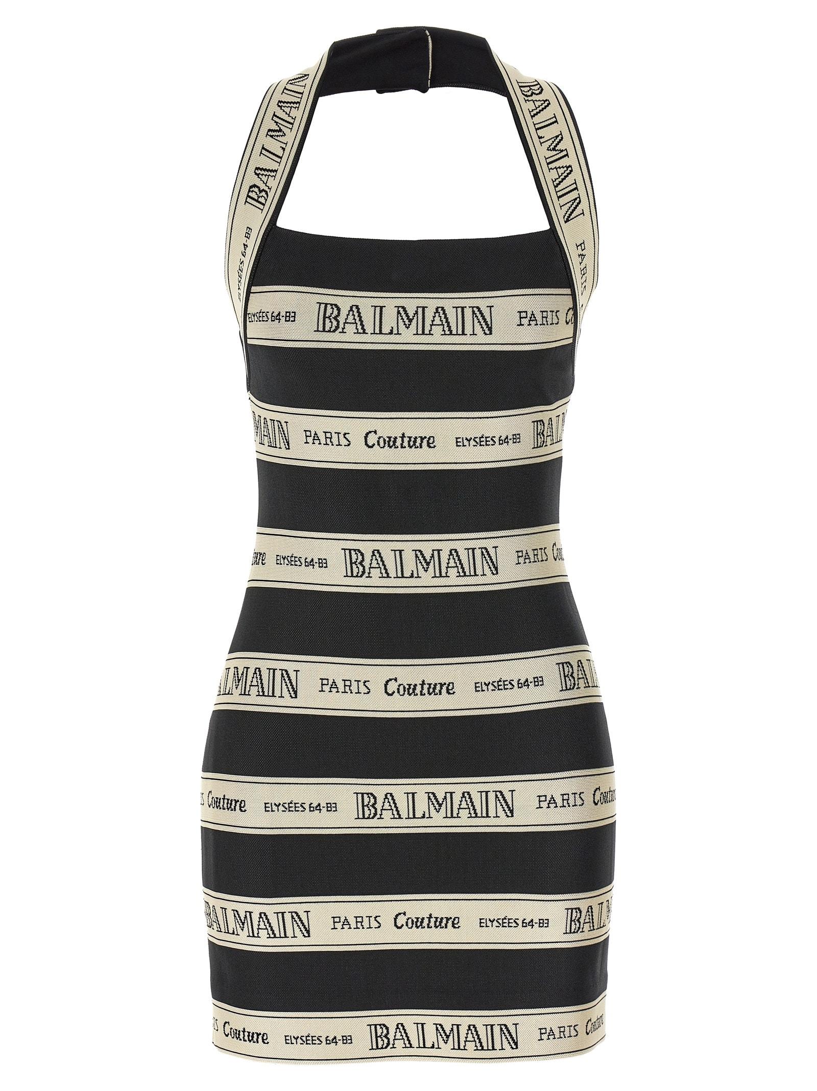 balmain black viscose dress