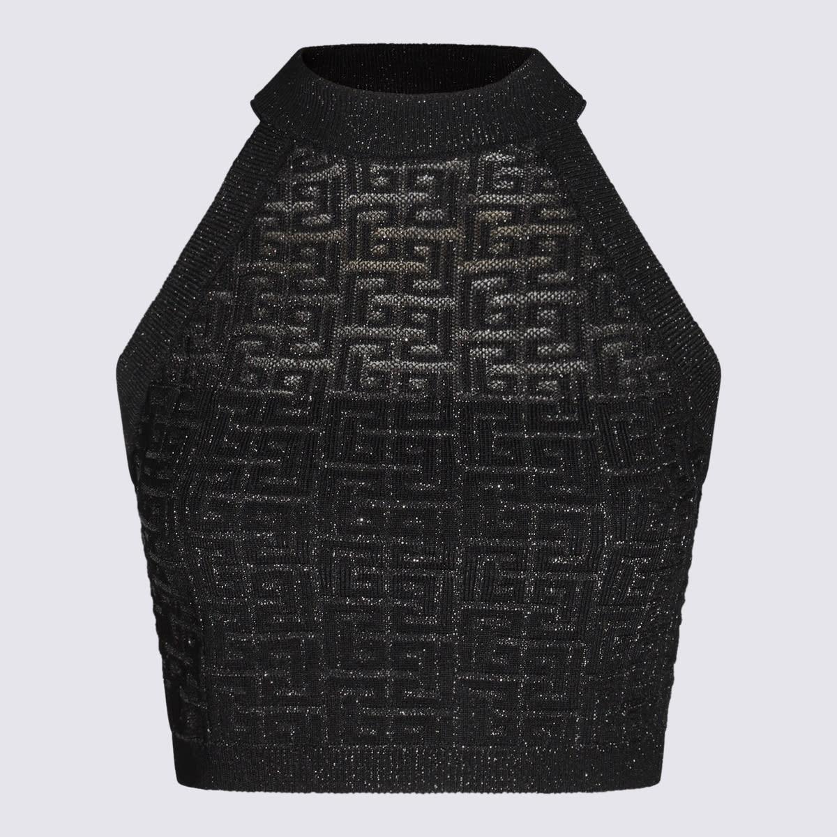 balmain black viscose top