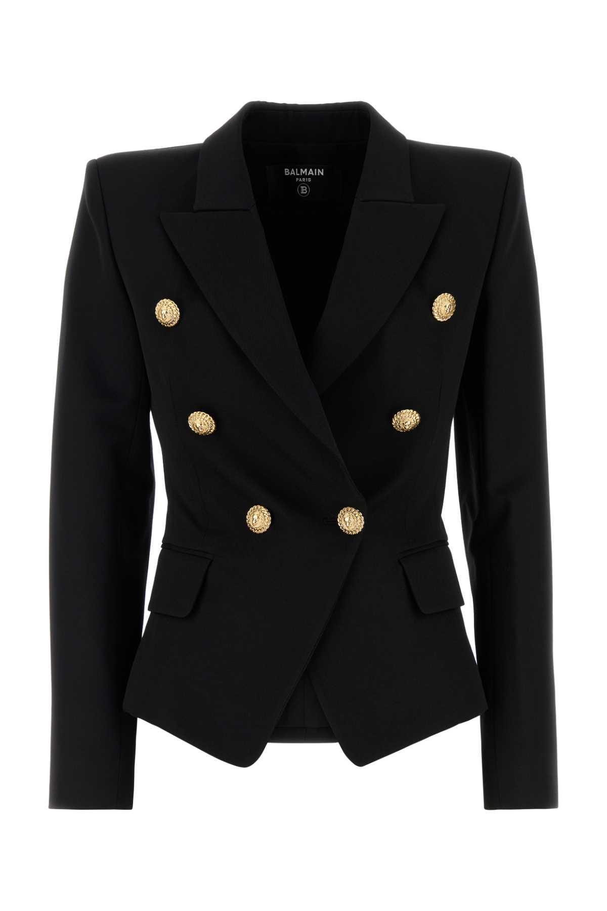 balmain black wool blazer