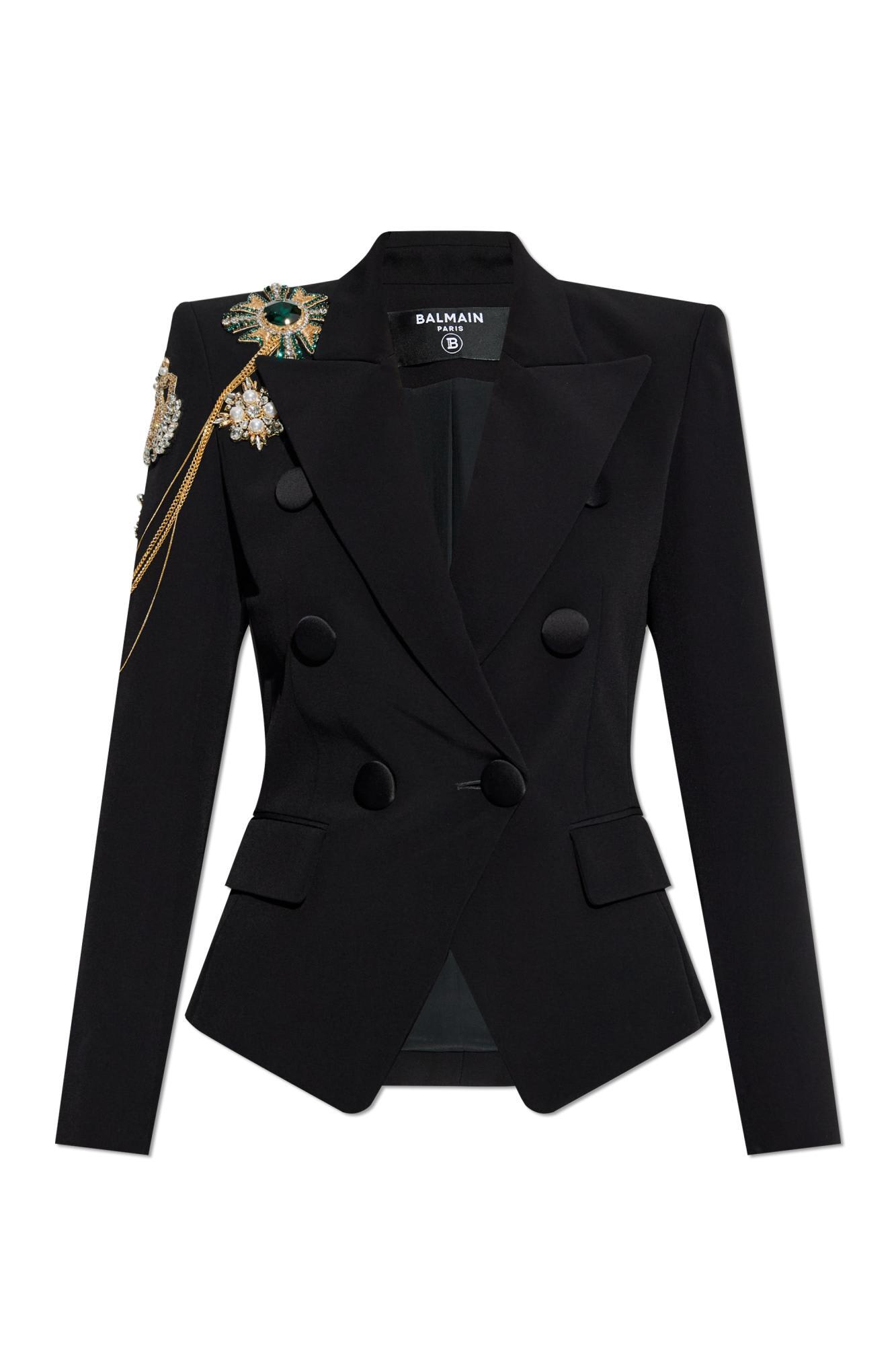 balmain blazer with shimmering appliqués
