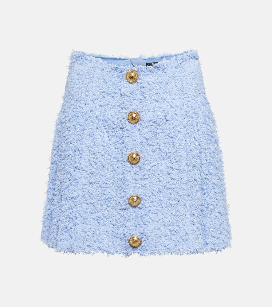 balmain bouclé pleated miniskirt