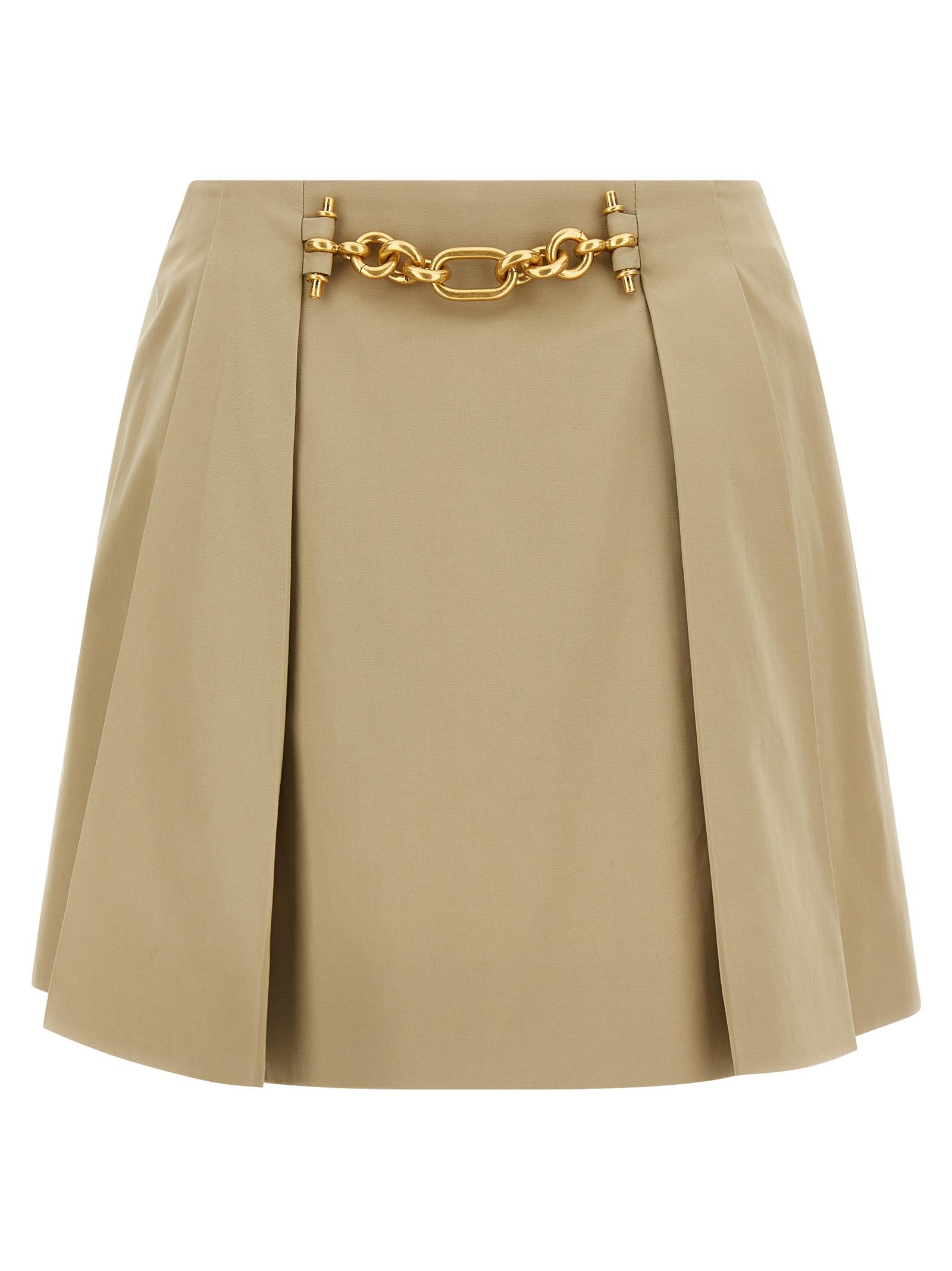 balmain chain skirt beige cotton - women
