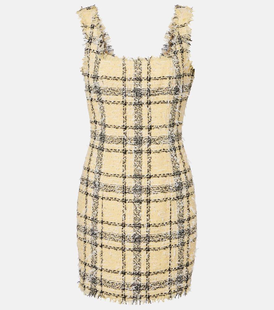 balmain checked sequined tweed minidress